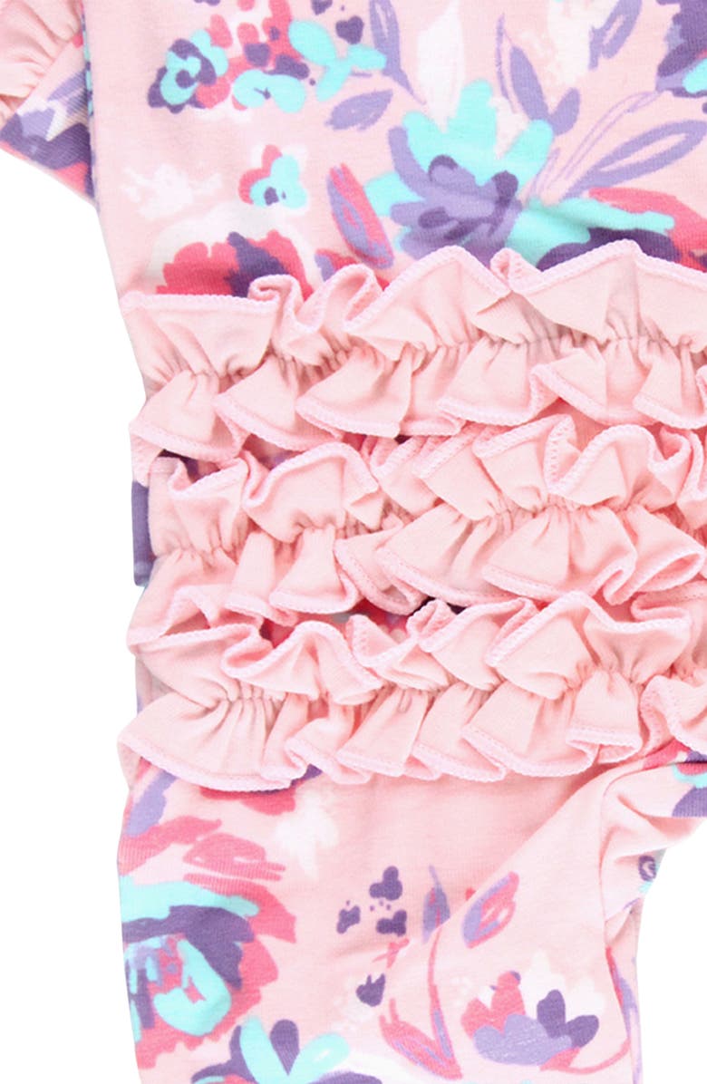 RuffleButts Princess Meadow Ruffle Fitted One-Piece Footie Pajamas, Alternate, color, 