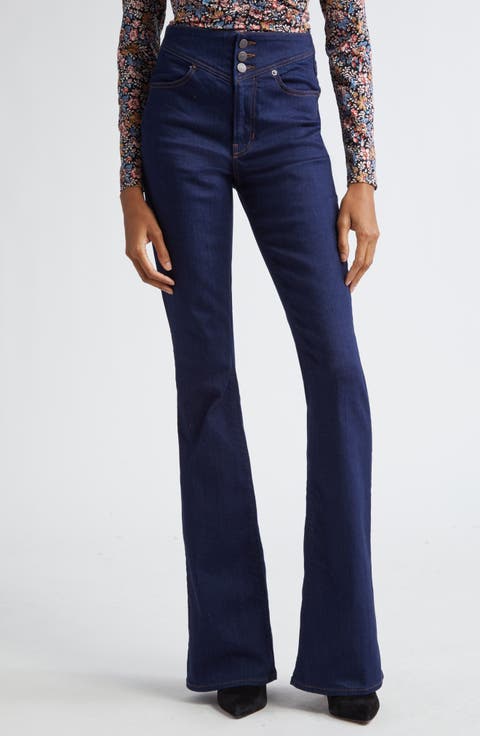 Beverly High Waist Skinny Flare Jeans (Washed Oxford)