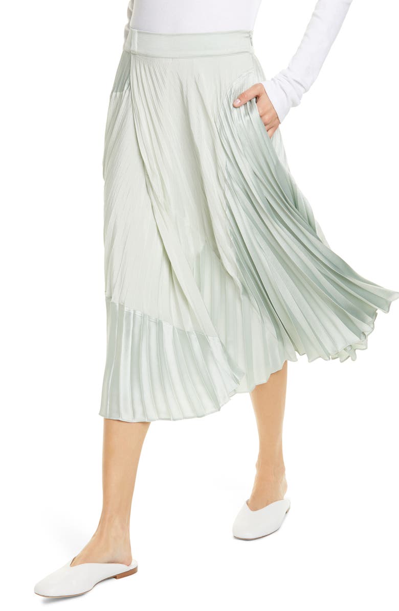 Vince Pleated Mixed Media Skirt, Alternate, color,