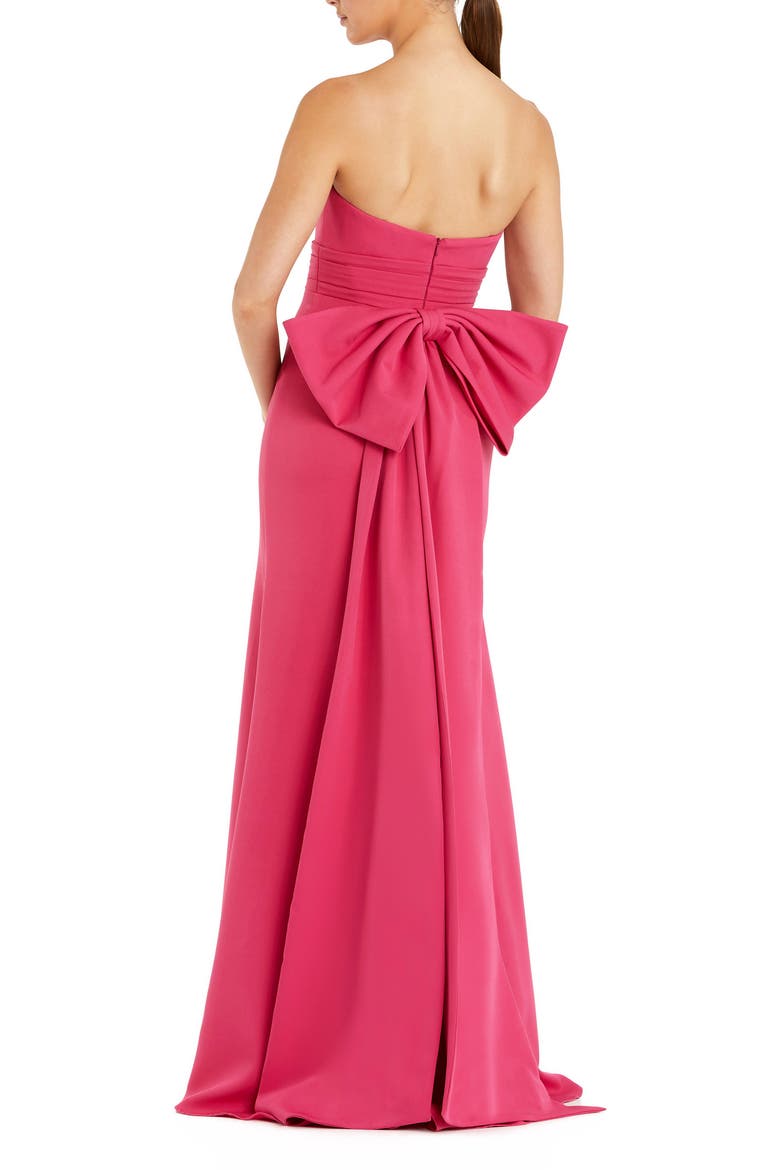 Strapless Oversized Statement Bow Crepe Gown, Alternate, color, Hot Pink