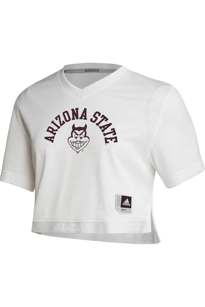 Women's adidas White Arizona State Sun Devils Primegreen V-Neck Cropped Jersey, Alternate, color, White