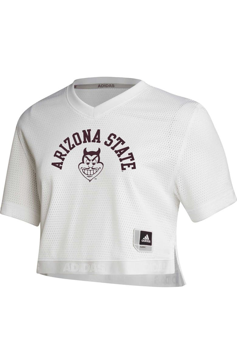 adidas Women's adidas White Arizona State Sun Devils Primegreen V-Neck Cropped Jersey, Alternate, color,