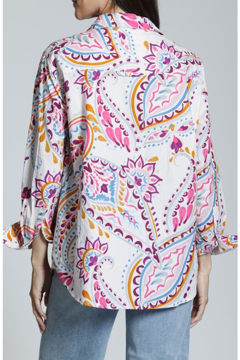 Print Cotton Button-Up Shirt, Alternate, color, PINK MULTI