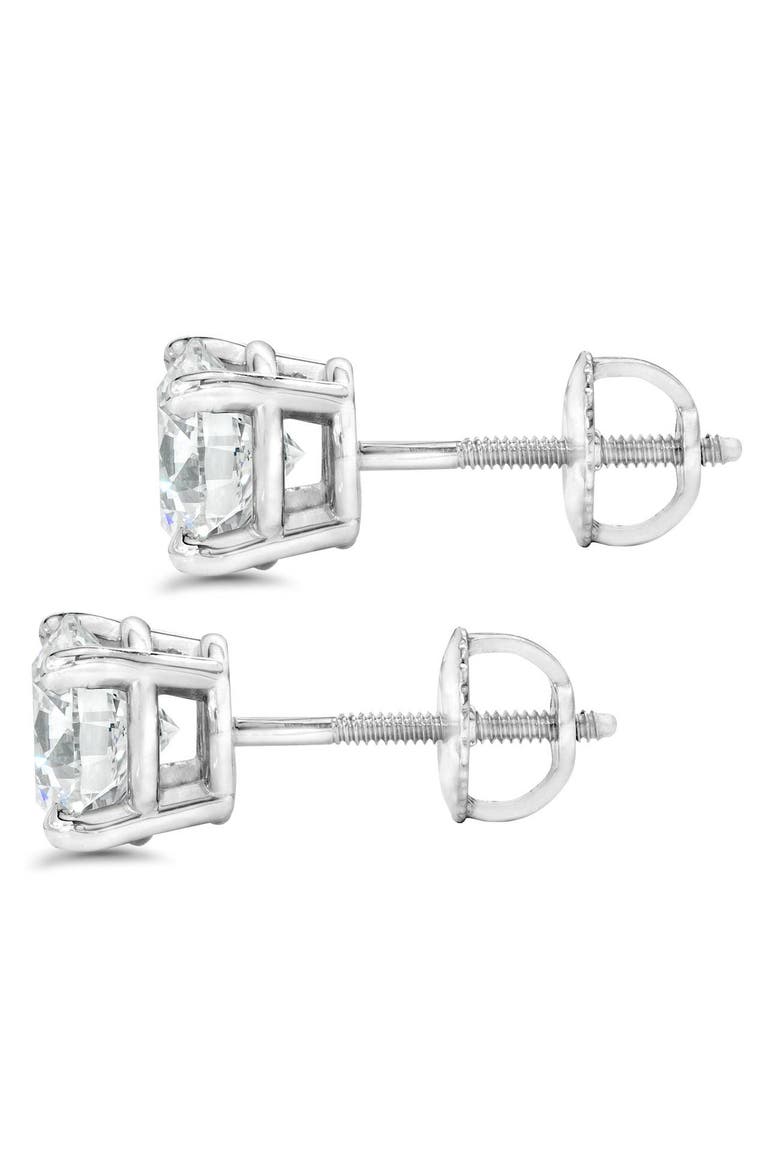Certified 1/2Ct TW Natural Diamond Screw Back Studs Gold Earrings, Alternate, color, 14k White Gold