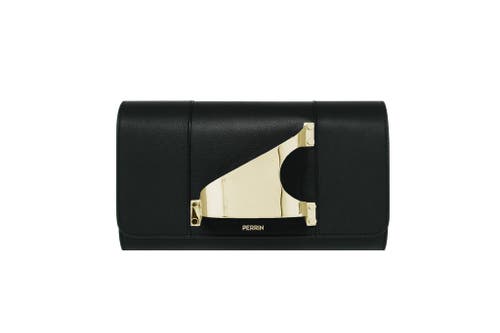 Perrin Paris L'eiffel Classic Clutch In Black Gold
