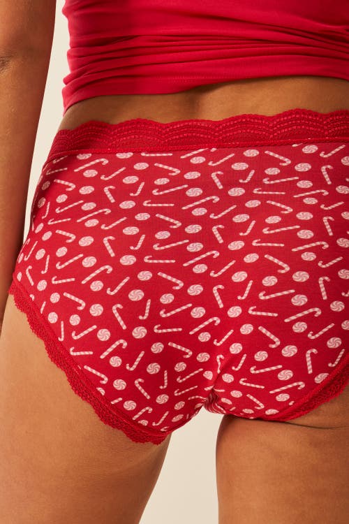 Stripe & Stare High Rise Knicker Four Pack In Red