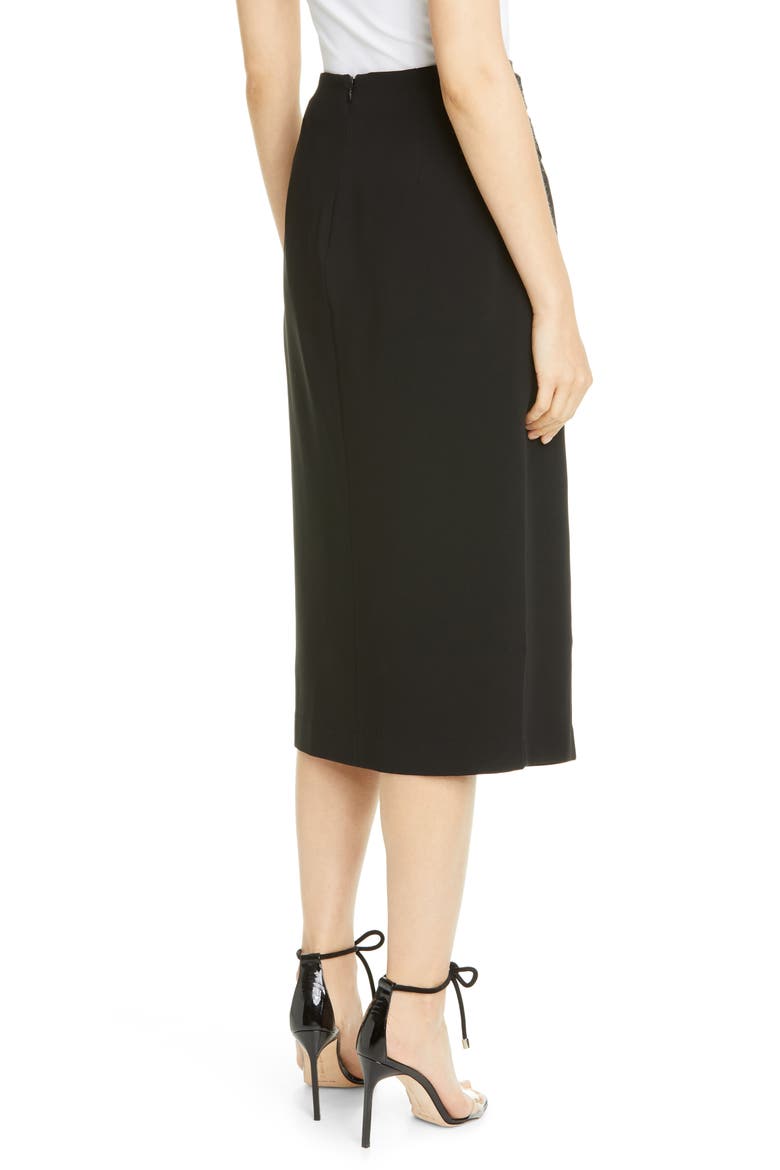 Tess Grommet Double Belt Crepe Midi Skirt, Alternate, color, BLACK