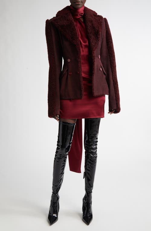 Laquan Smith Scarf Detail Silk Minidress In Burgundy