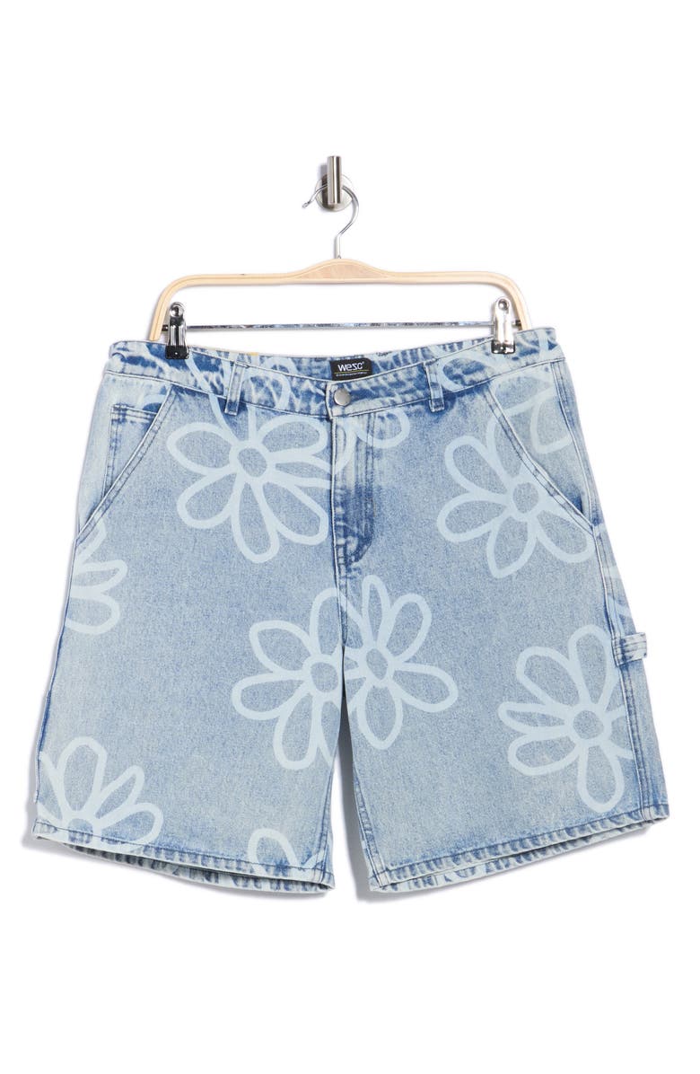 WeSC Daisy Denim Carpenter Shorts, Alternate, color, Authentic Light Wash