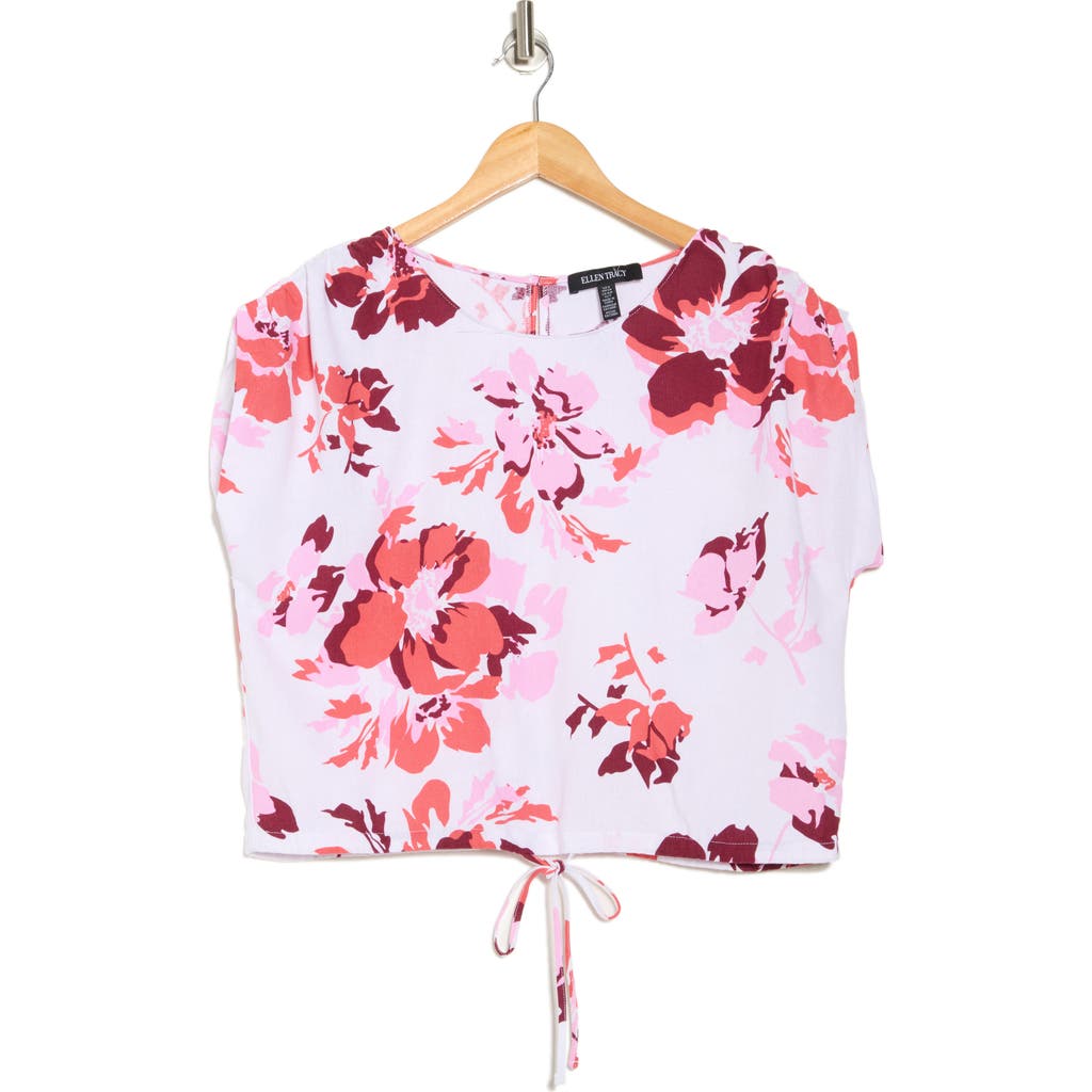 Ellen Tracy Floral Drawstring Hem Top