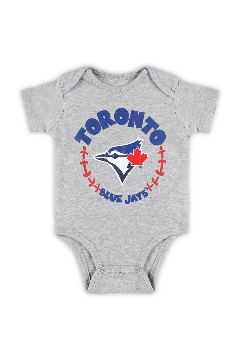 Newborn & Infant Powder Blue/White/Heather Gray Toronto Blue Jays Biggest Little Fan 3-Pack Bodysuit Set, Alternate, color, Royal
