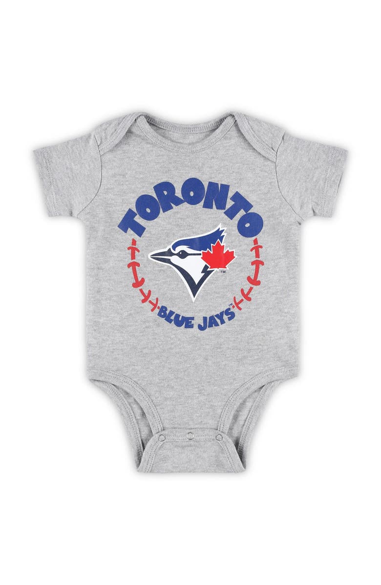 Outerstuff Newborn & Infant Powder Blue/White/Heather Gray Toronto Blue Jays Biggest Little Fan 3-Pack Bodysuit Set, Alternate, color, 