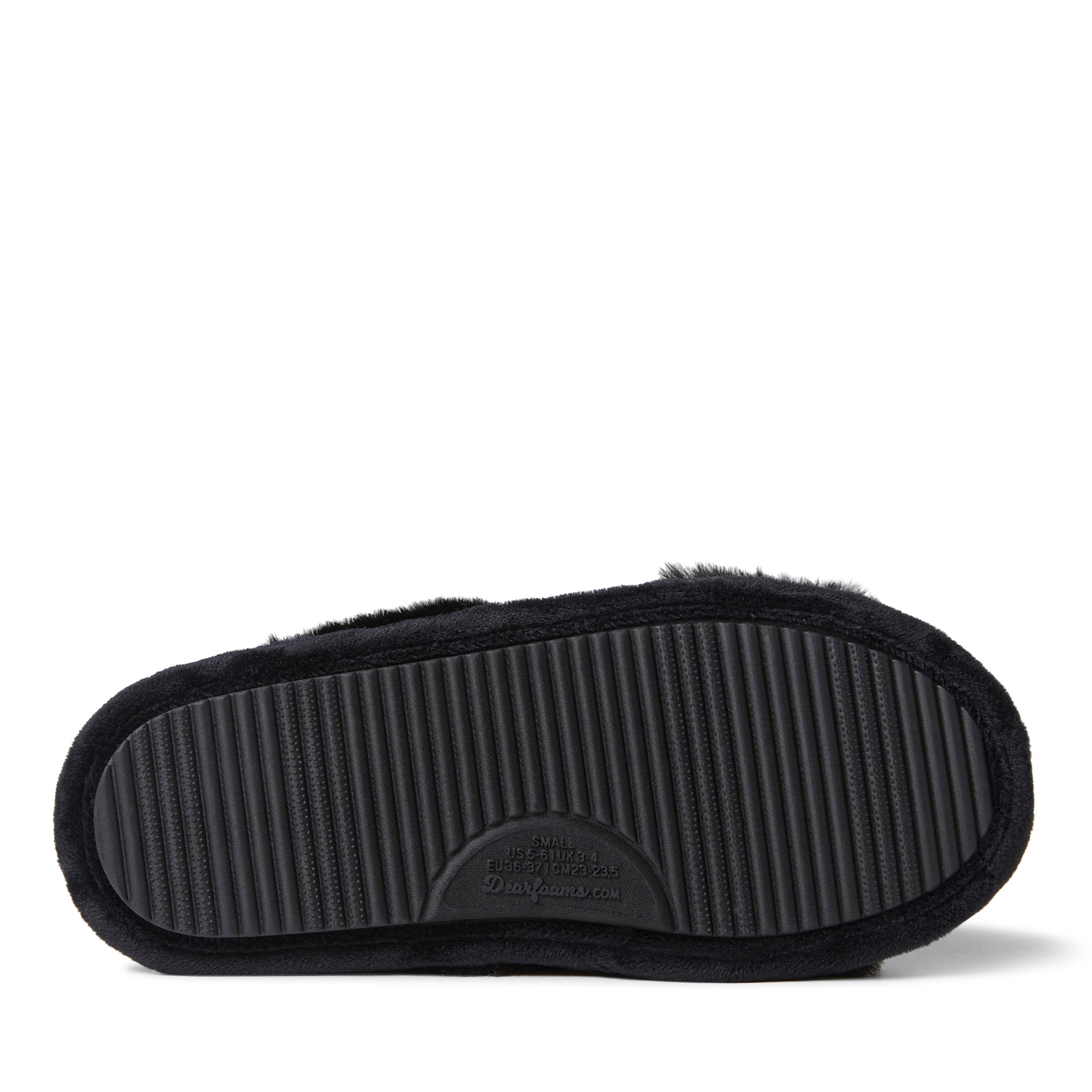 DEARFOAMS Jessica Furry Crossband Slipper, Alternate, color, Black