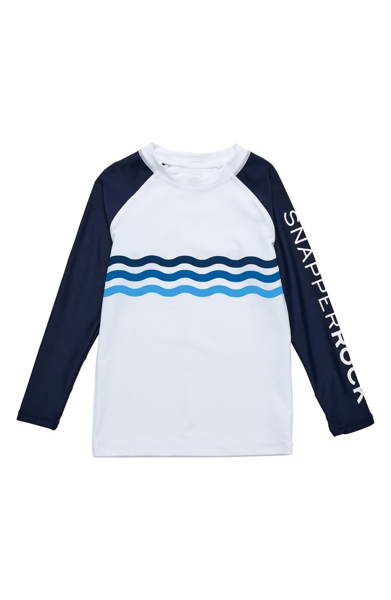 Snapper Rock Kids' Wave Stripe Long Sleeve Rashguard Top, Main, color, 