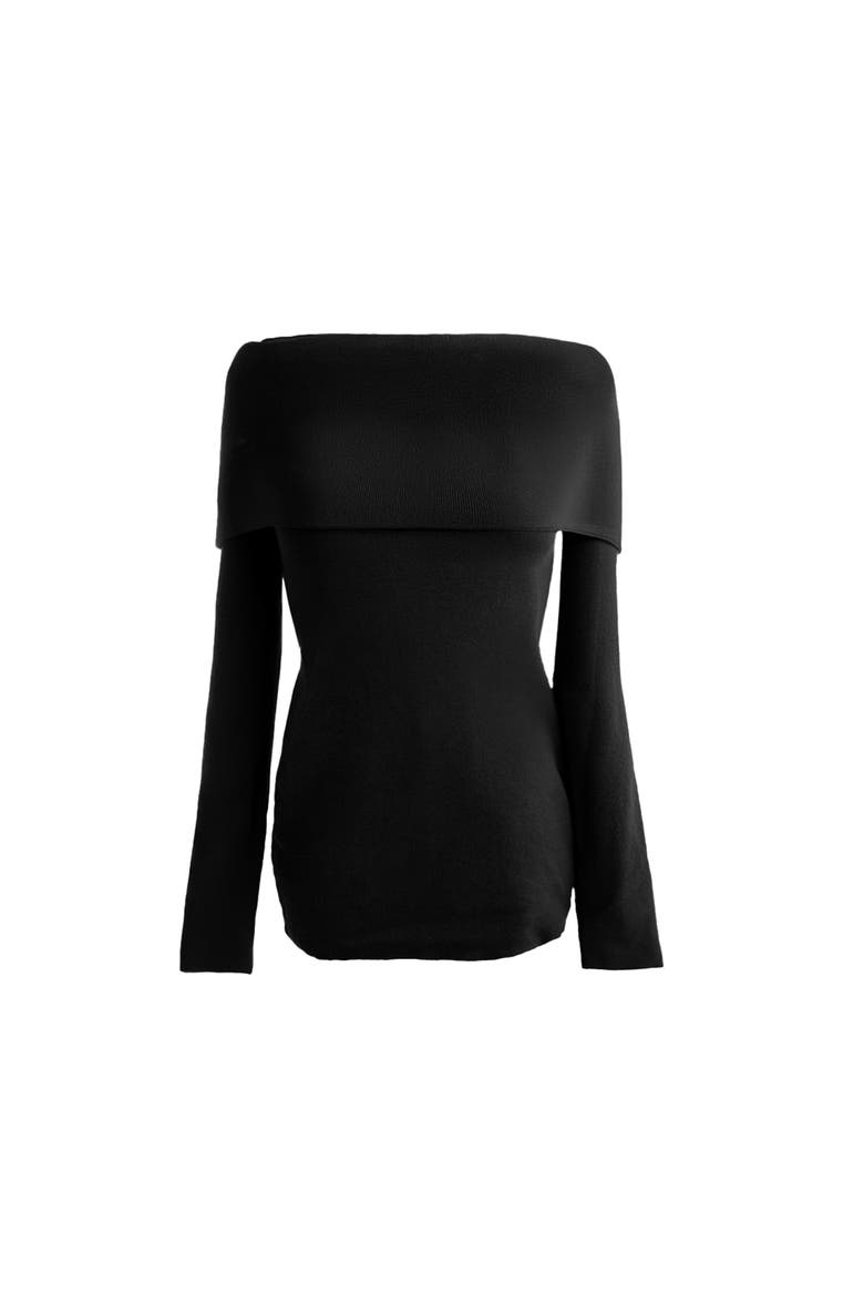 Sia Off Shoulder Knit Top, Alternate, color, Black