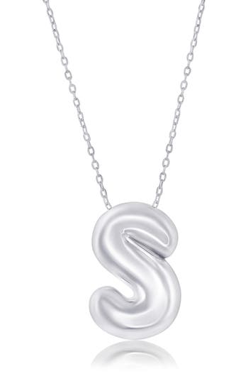 Simona Bubble Initial Pendant Necklace In Silver