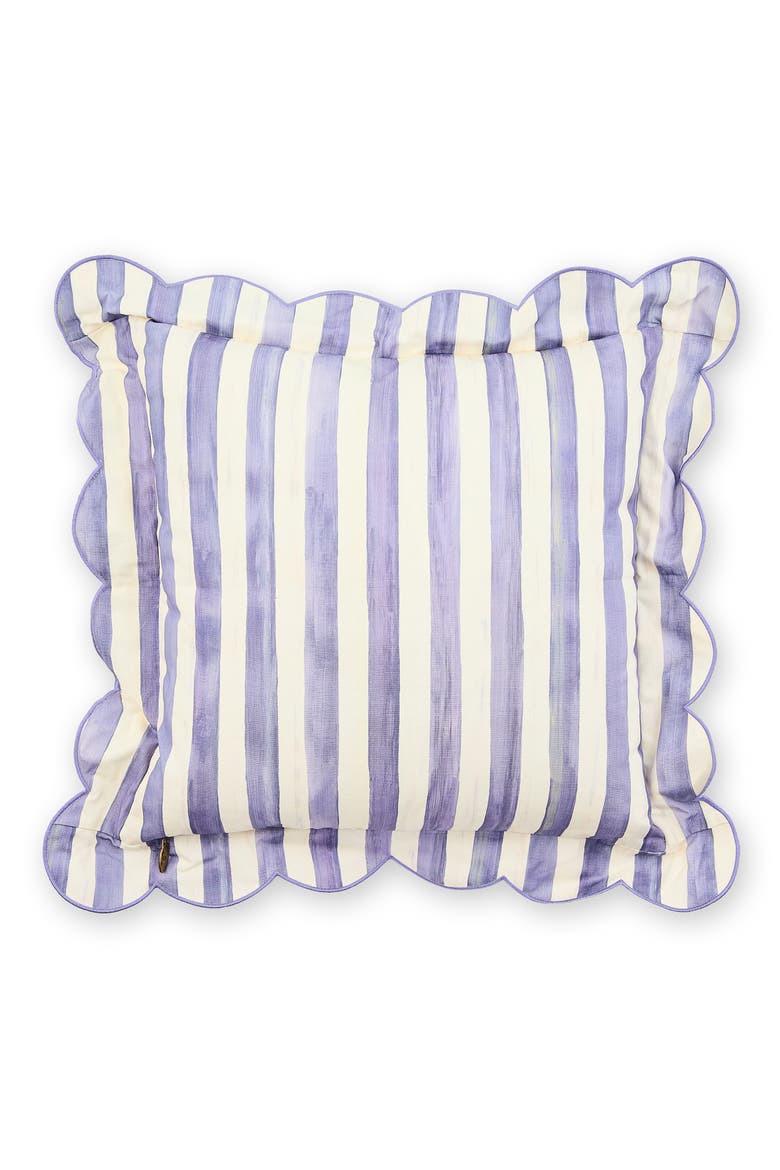 Violet Check Reversible Scalloped Throw Pillow, Alternate, color, VIOLET