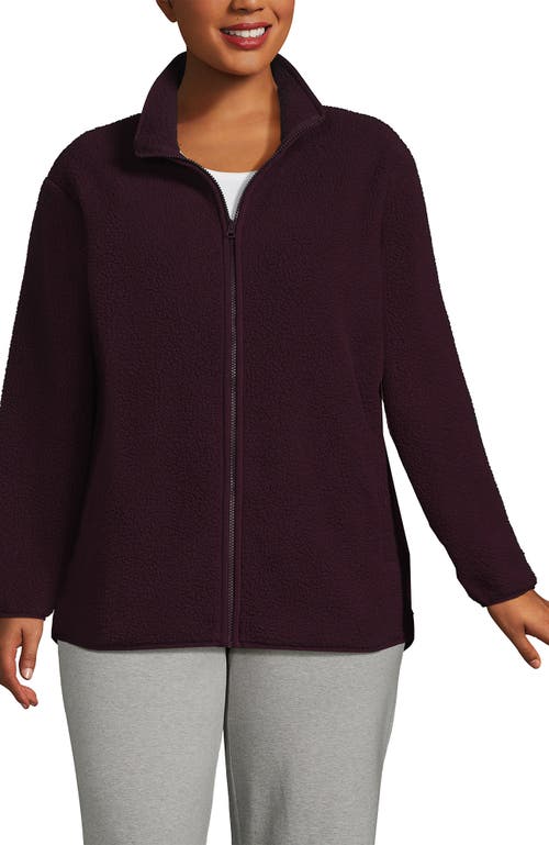 Lands' End Cozy High Pile Full Zip Fleece Jacket In Purple