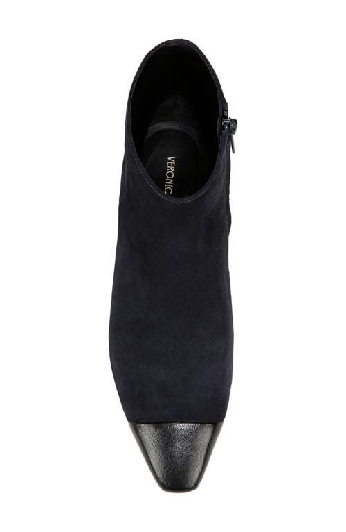 Veronica Beard Cecile Cap-toe Zip Suede Booties In Indigo/black