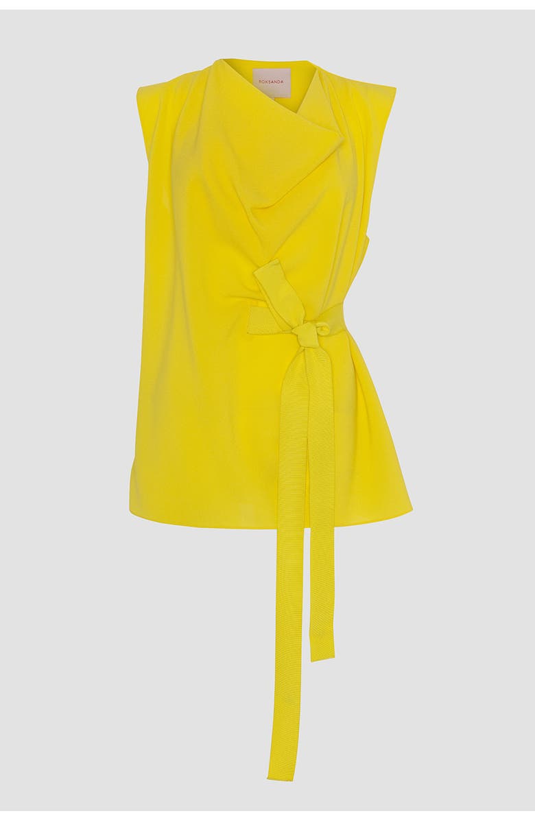 Roksanda Hica Crepe Draped Top, Alternate, color, Jaune