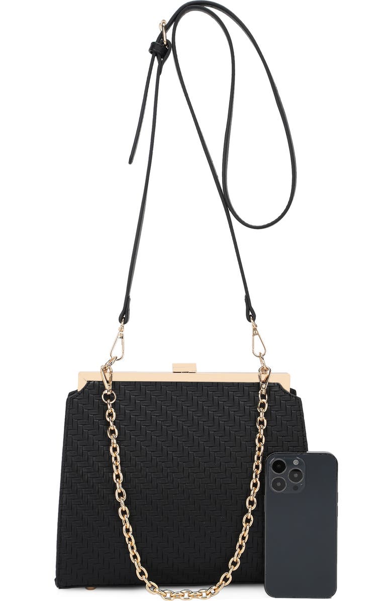 AOTA Nicky Herringbone Convertible Shoulder Bag, Alternate, color, Black