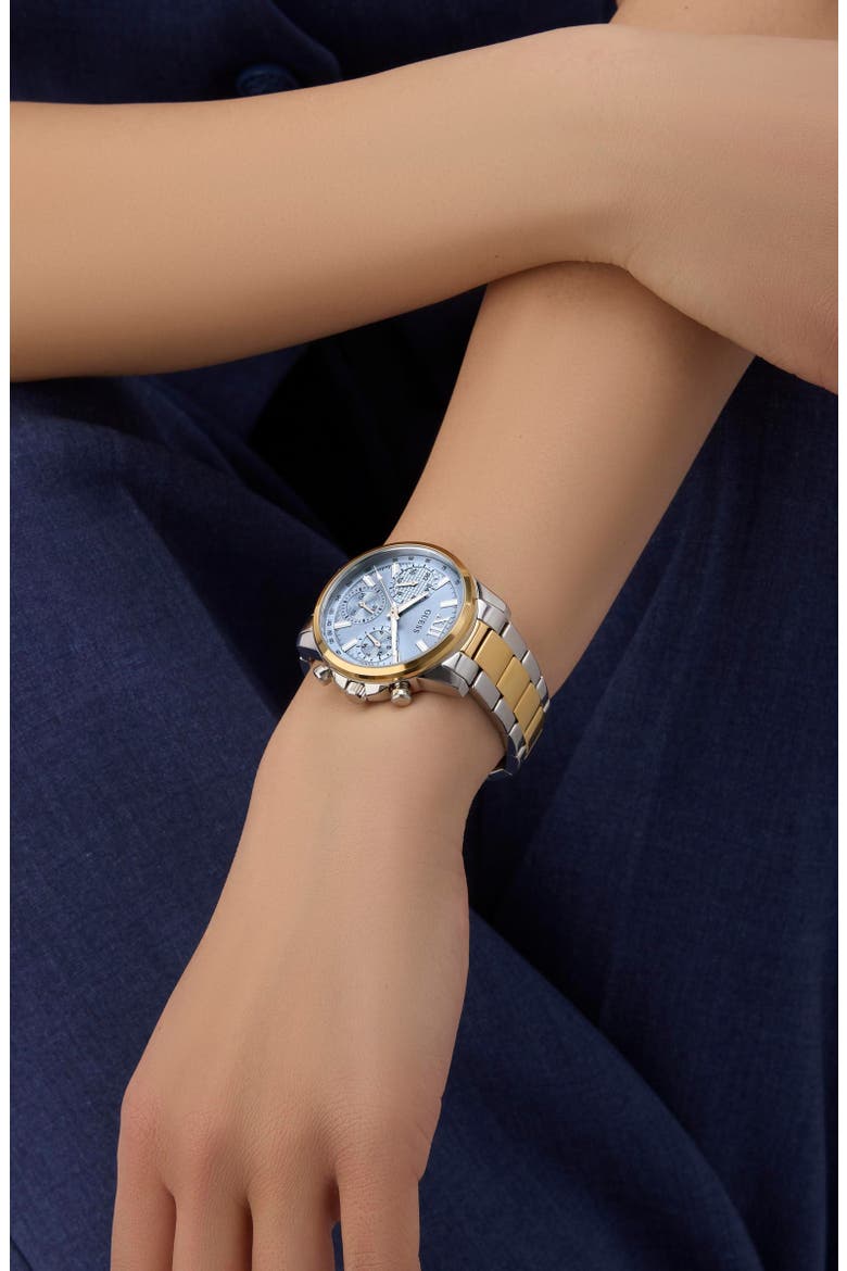Two-Tone Multifunction Bracelet Watch, 36mm, Alternate, color, ICE BLUE