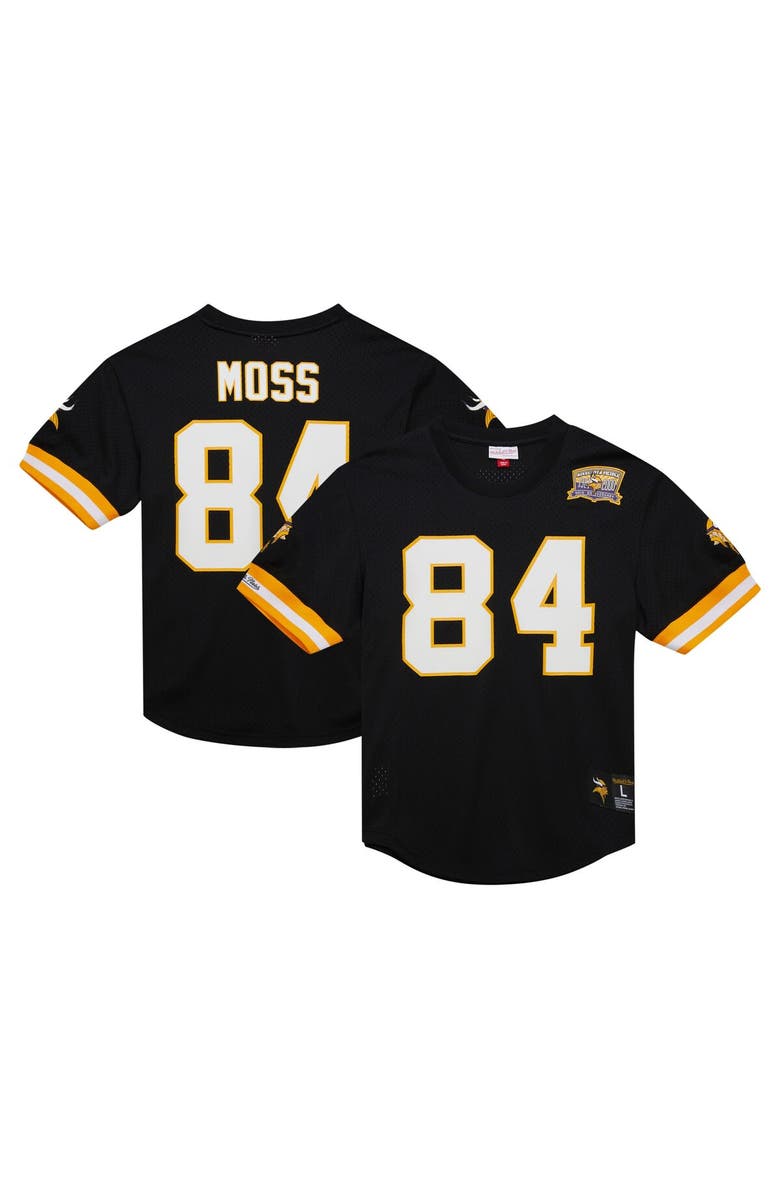 Mitchell & Ness Men's Mitchell & Ness Randy Moss Black Minnesota Vikings Retired Player Name & Number Mesh Top, Main, color, Black