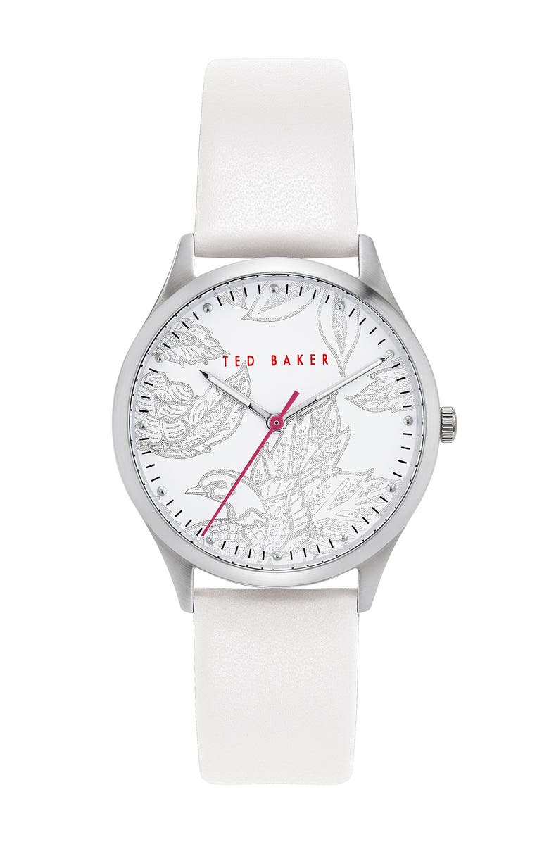 Ted Baker Women's Belgravia White Leather Strap Watch, 36mm, Main, color,