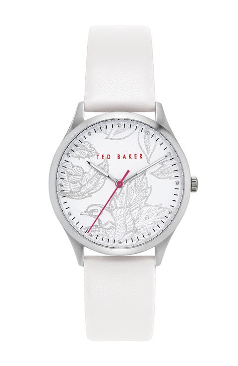 Women's Belgravia White Leather Strap Watch, 36mm