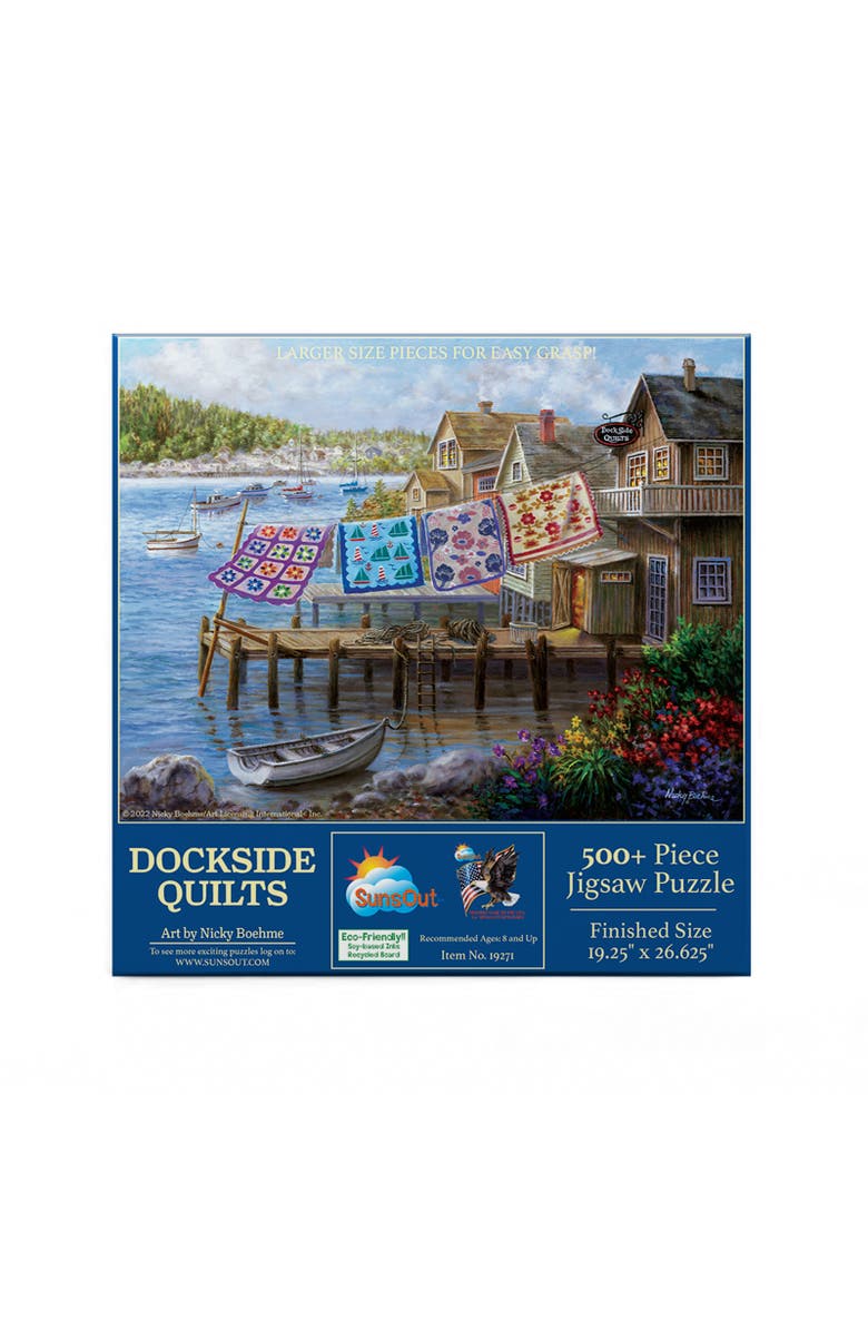 Sunsout Dockside Quilts 500 piece Jigsaw Puzzle for Adults Large Pieces, Alternate, color, Multicolor