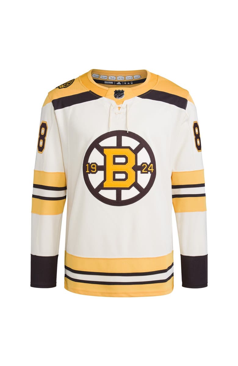 adidas Men's adidas David Pastrnak Cream Boston Bruins  Primegreen Authentic Pro Player Jersey, Alternate, color, 