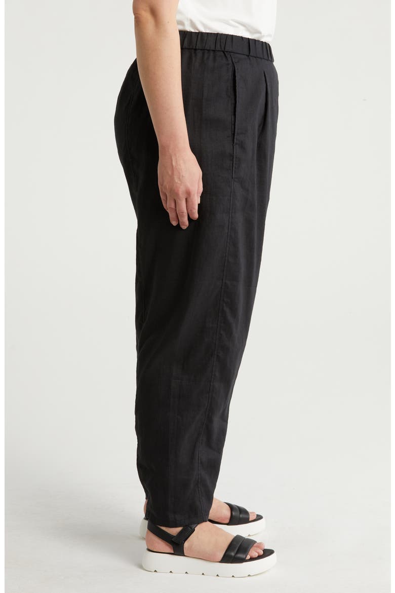 Pleated Organic Linen Lantern Pants, Alternate, color, BLACK
