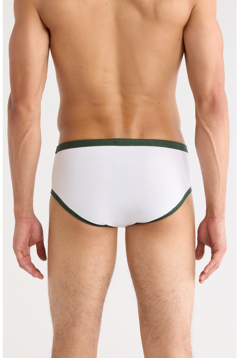 Sports Y-Front Stretch Cotton Briefs, Alternate, color, WHITE / GREEN COURT