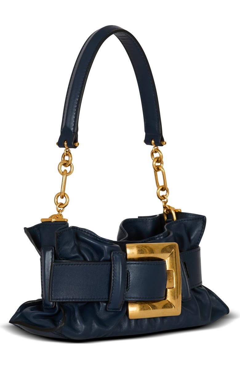 Balmain Mini Anthem Shoulder Bag In Leather, Alternate, color, Blue