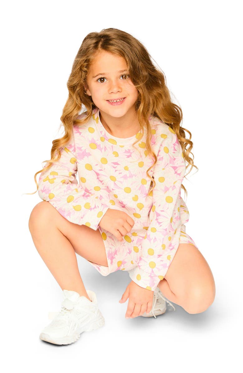 Deux par Deux French Terry Daisies Shorts, Alternate, color, Pink Printed Daisies