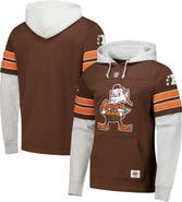 '47 Men's '47 Brown Cleveland Browns Throwback Double Header Blitz Cornerback Pullover Hoodie