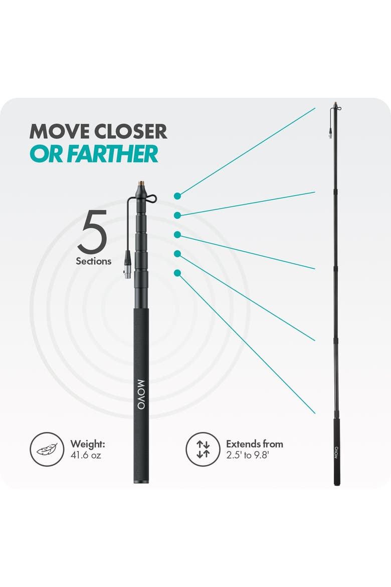 CMP-17C Professional 9.8' Aluminum Boom Pole for Shotgun Microphones with Internal XLR Cable, Alternate, color, Black