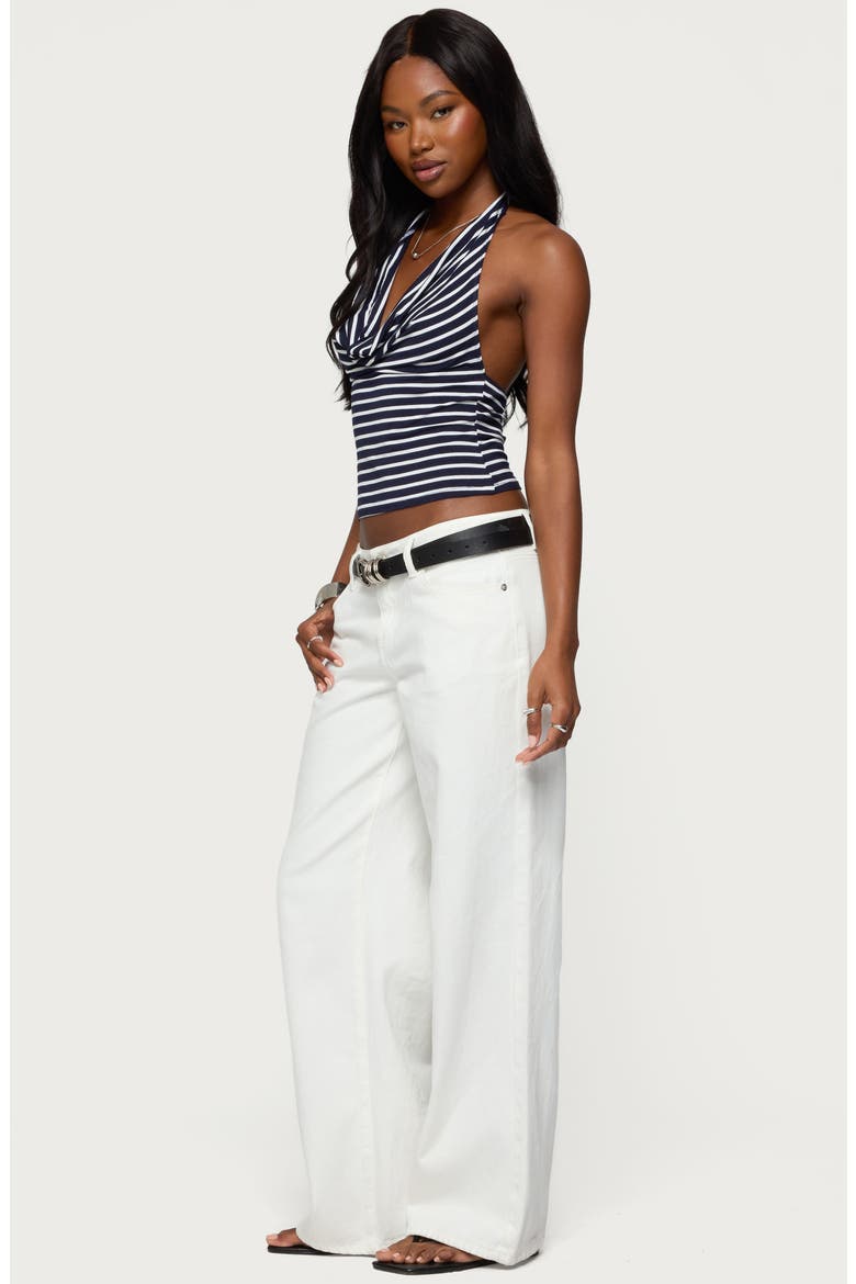 Stripe Cowl Neck Halter Top, Alternate, color, NAVY-AND-WHITE