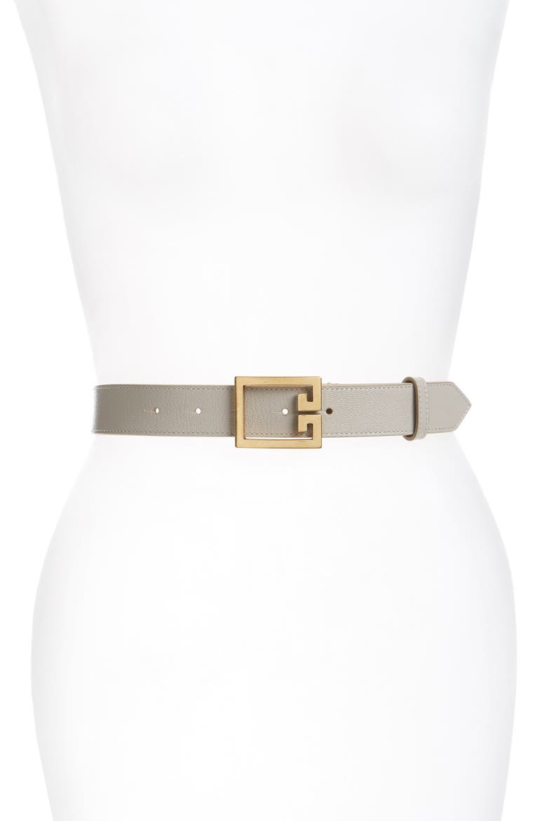 2G Buckle Leather Belt, Main, color, NATURAL