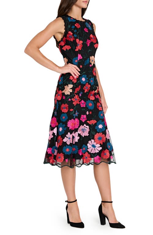 Tahari Asl Floral Embroidered Midi Dress In Multi