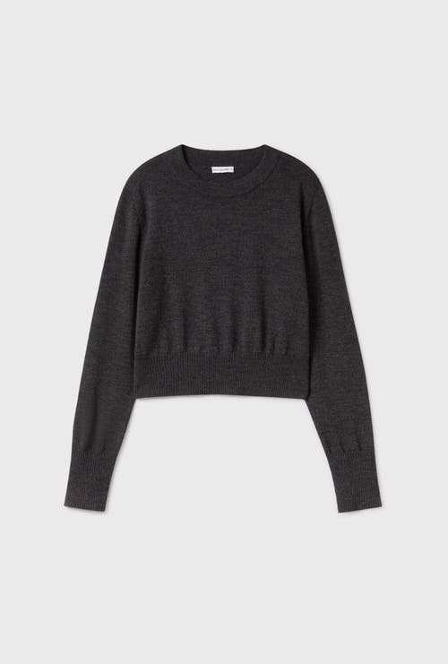 Silk Laundry Cropped Crewneck Granite Melange In Granite Melange