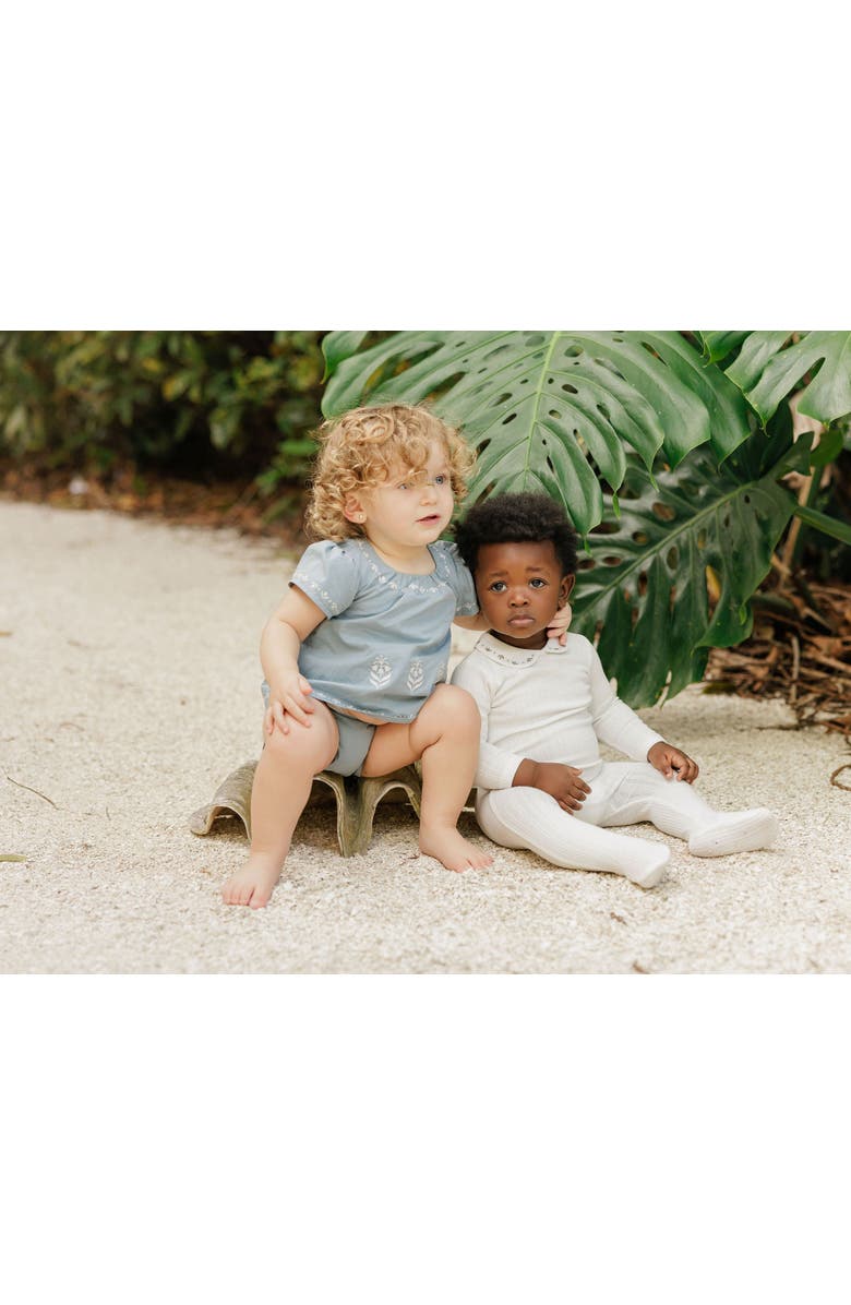 Ely's & Co. Looms Keepsake Collection - Footie + Bonnet, Alternate, color, Ivory/Blue