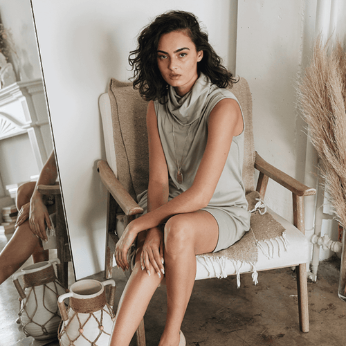 Eavolu Kakadu Sleeveless Tunic/dress In Fern