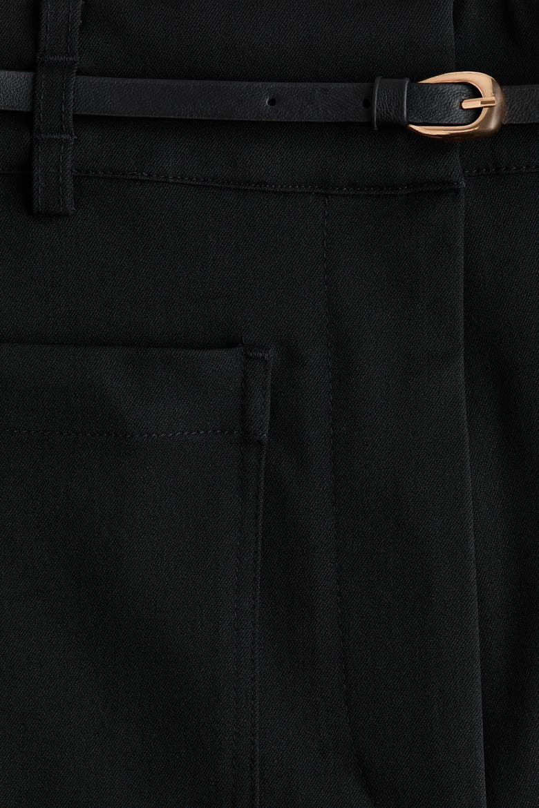 Flared Belted Trousers, Alternate, color, Black