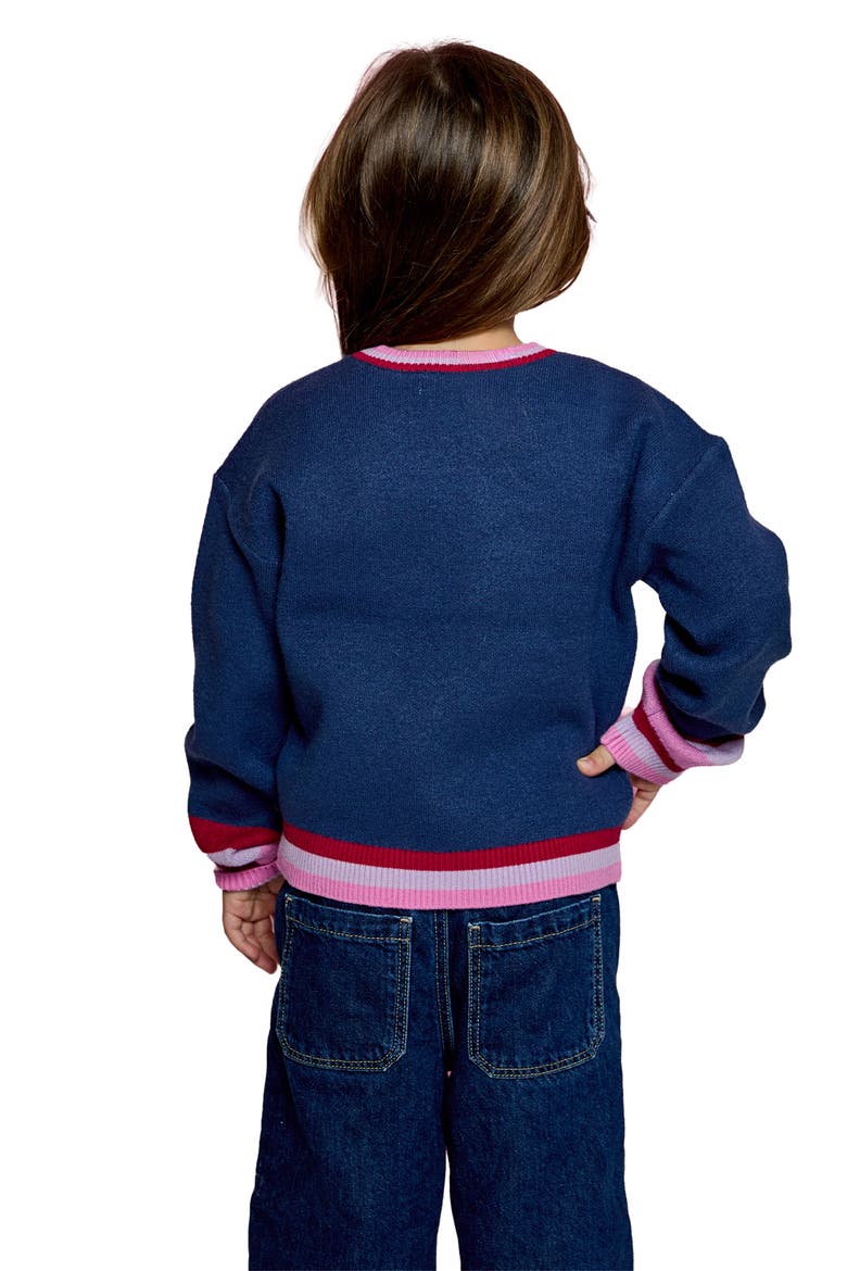 Kids' Smiley Face Sweater, Alternate, color, NIGHT BLUE COMBO