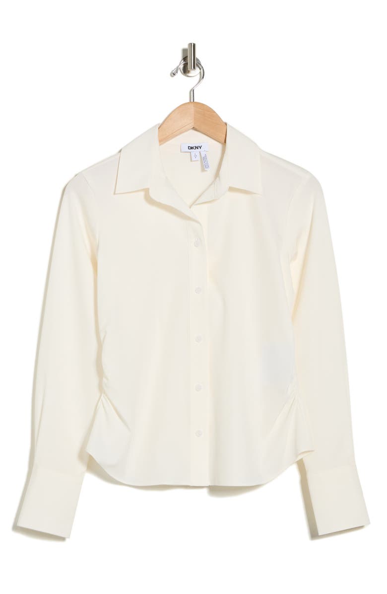 DKNY Everyday Stretch Long Sleeve Button-Up Shirt, Alternate, color, Ivory