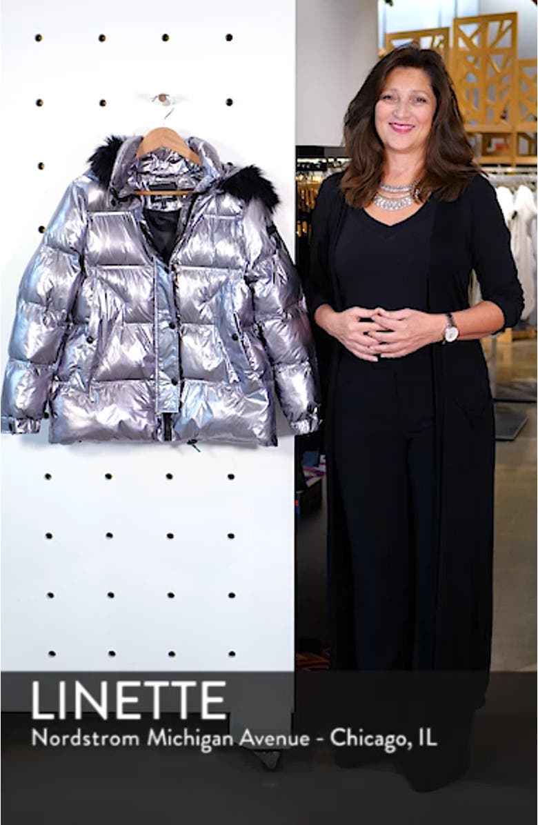 Faux Fur Trim Hooded Puffer Coat, sales video thumbnail