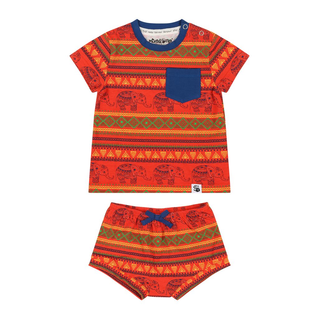Mixed Up Clothing Suave Baby Tee And Bloomer Shorts Set In Jacquard Stripe