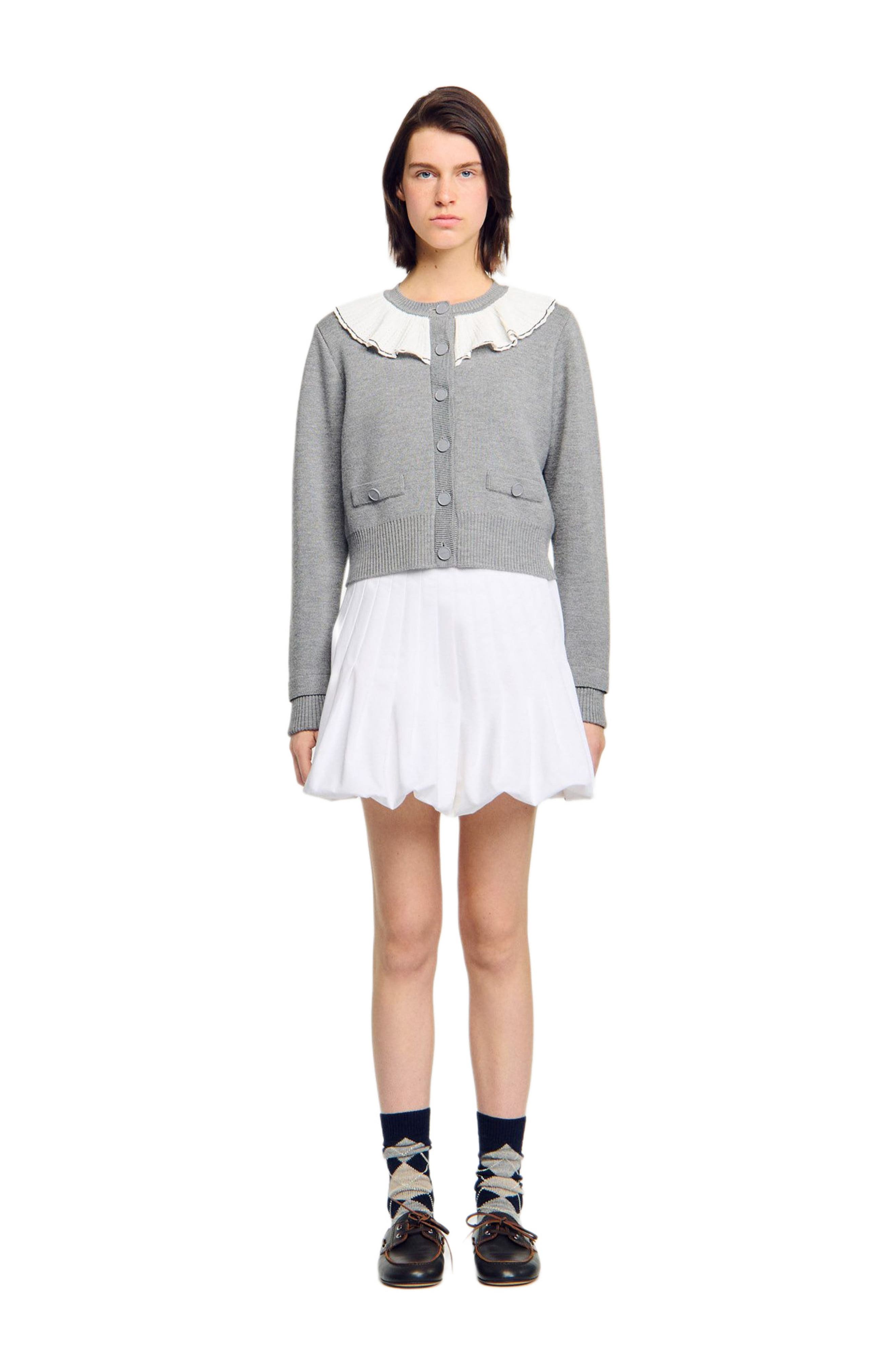 Cardigan with contrast collar - image 4