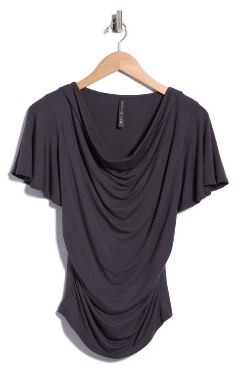 Flutter Sleeve Cowl Neck Top